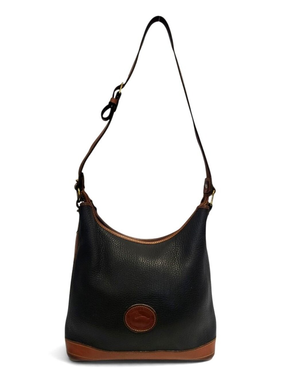 Vintage Dooney & Bourke AWL Hobo Shoulder Bag Black Pebbled Leather - Picture 1 of 17